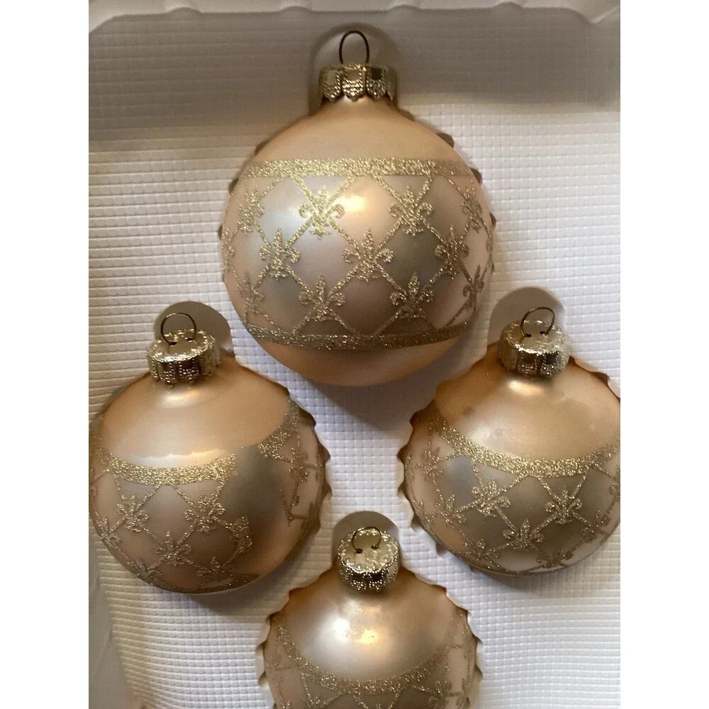 Victoria Collection Ranch USA Glass Golden Christmas Ornaments 4 Boxes 16 Balls